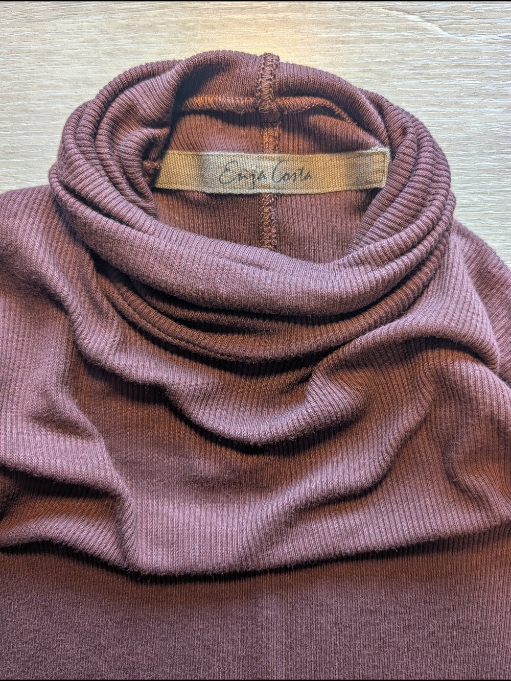 Enza Costa Burgundy Ribbed Viscose Silk Turtleneck Slim Bodycon Mini Dress SM - Picture 9 of 10